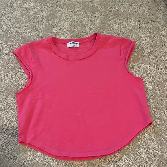 LNA Tops - LNA Hot Pink Cropped Tee